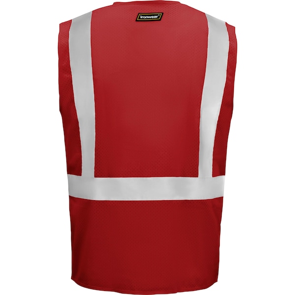 Standard Safety Vest W/ Zipper & Radio Clips (Red/3X-Large)